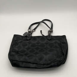Womens Black Monogram Print Leather Chain Double Handle Strap Tote Bag alternative image