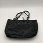 Womens Black Monogram Print Leather Chain Double Handle Strap Tote Bag image number 2