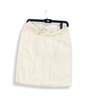 Womens White Elastic Waist Light Wash Straight & Pencil Skirt Size 4 image number 1
