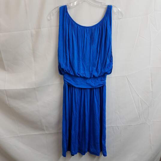 Lush Blue Pleated Sleeveless Scoop Neck Dress Size S image number 2