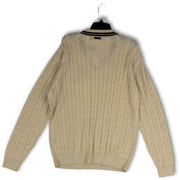 NWT Mens Brown Cable Knit Long Sleeve V-Neck Pullover Sweater Size X-Large alternative image
