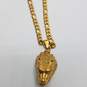 Gold Tone Figaro Chain W/Angry Wolf 24in Pendant Necklace 68.9g image number 4