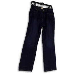 Womens Blue Denim Medium Wash Pockets Comfort Straight Leg Jeans Size 8