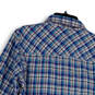 Womens Blue Purple Plaid Long Sleeve Pockets Button-Up Shirt Size L 12-14 image number 4