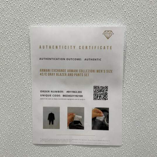 Authentic Armani Collezioni Mens Gray Striped Blazer & Pants Suit Set 42/C W/COA image number 8