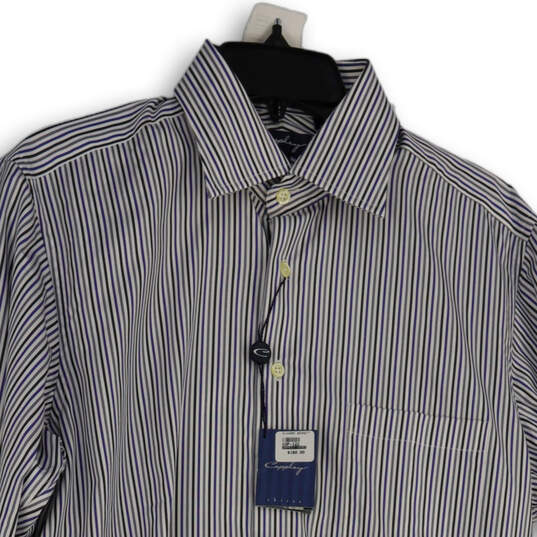 NWT Mens Blue Striped Spread Collar Long Sleeve Button-Up Shirt Size 15.5 L image number 3