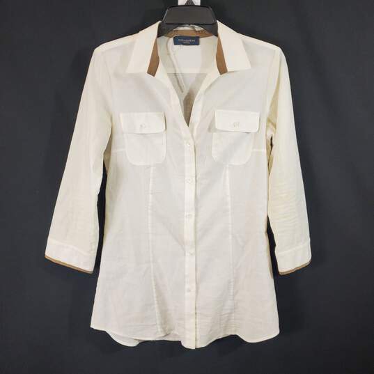 Piazza Sempion Women's White Button Up Blouse SZ 40 image number 1