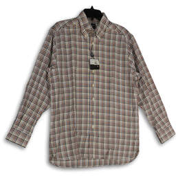NWT Mens Multicolor Plaid Collared Long Sleeve Dress Shirt Size Medium