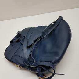Michael Kors Rhea Zip Womans Large Blue Leather Backpack Purse