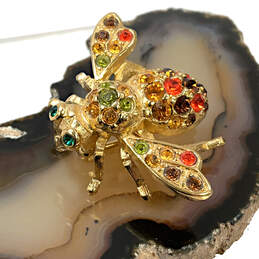 Designer Joan Rivers Gold-Tone Multicolor Rhinestone Bee Bug Brooch