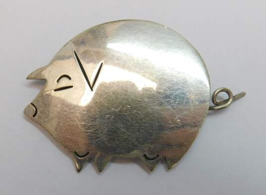 Artisan Sterling Silver Chunky Pig Brooch 16.9g image number 1