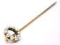 Antique 14K Yellow Gold Seed Pearl Accent Open Circle Stick Pin Brooch 0.9g image number 2