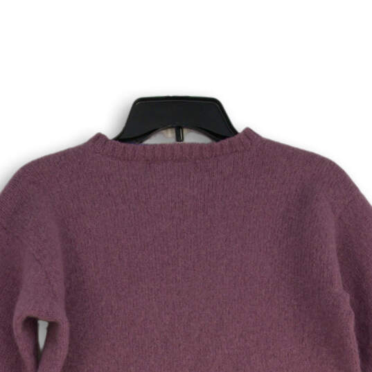 Womens Purple Knitted Crew Neck Long Sleeve Pullover Sweater Size Small image number 4