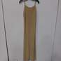 Bari Jay Gold Sequined Lace-Up Back Evening Gown Size 11-12 image number 1