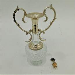 Vintage Silverplate Cut Glass Wine Carafe Decanter
