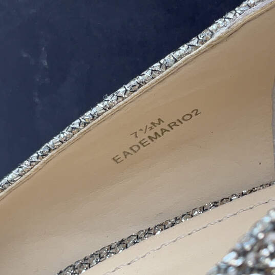NIB Womens Gold Leather Peep Toe Slip-On Stiletto Pump Heels Size 7.5 M image number 6