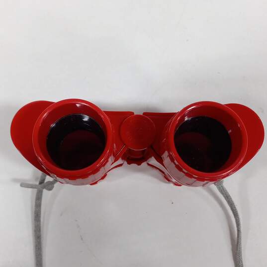 Vintage Red Binoculars In Case Made In Italy image number 5