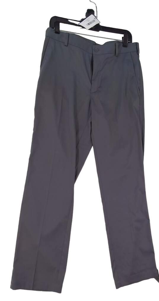 Mens Gray Flat Front Straight Leg Golf Formal Slacks Dress Pants image number 2