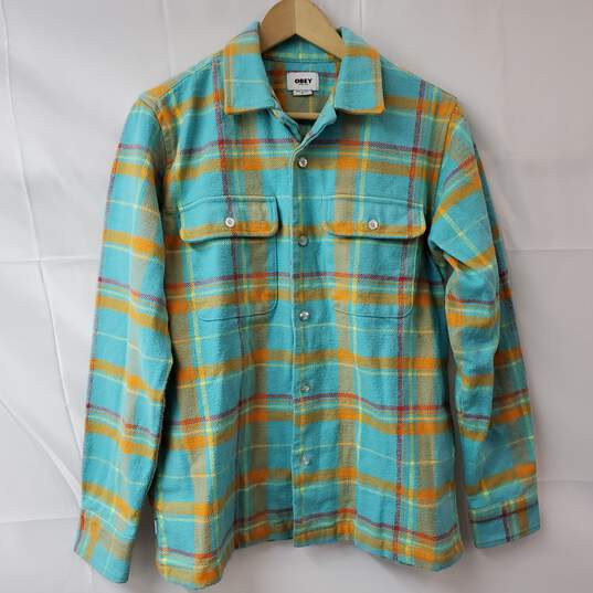 OBEY Organic Cotton Button Up Plaid LS Shirt SM image number 1