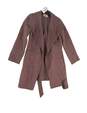 Womens Brown Long Sleeve Tie Front Warm Fleece Jacket Size Small image number 1