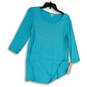 NWT Womens Blue 3/4 Sleeve Round Neck Beaded Pullover Tunic Top Size Small image number 1