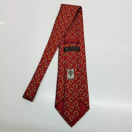 AUTHENTICATED Gucci Red Silk Tie image number 2