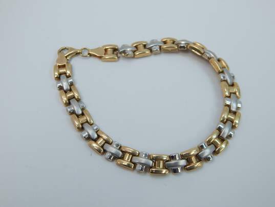 10K Two Tone Yellow & White Gold Chain Bracelet for Repair 4.8g image number 3
