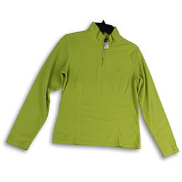 Womens Green 1/4 Zip Mock Neck Long Sleeve Fleece Jacket Size Medium