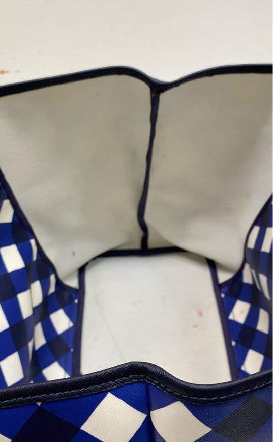 Kate Spade Blue/White Harmony Gingham Checkered Tote Bag image number 5