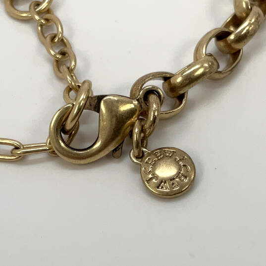 Designer J. Crew Gold-Tone Teardrop Cabochon Link Chain Statement Necklace image number 4