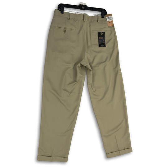 NWT Mens Tan Pleated Slash Pocket Smart Fiber Dress Pants Size 34W 30L image number 2