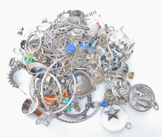 925 Silver Scrap Jewelry & Stones 205.1g image number 1