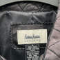 Womens Black Leather Long Sleeve Button Front Quilted Jacket Size Small image number 5