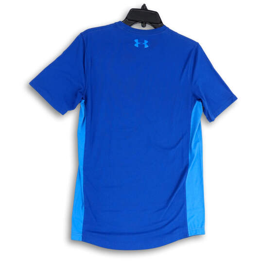 Mens Blue Heatgear Short Sleeve Crew Neck Pullover Activewear T-Shirt Sz S image number 2