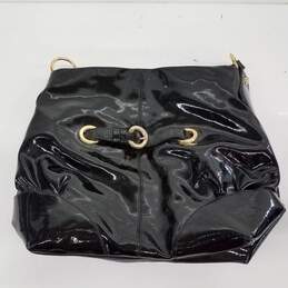 FRANCESCO BIASIA Black Patent Leather And Calf Hair Purse Handbag