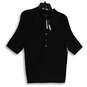 NWT Womens Black Short Sleeve Spread Collar Pullover Sweater Size Large image number 1