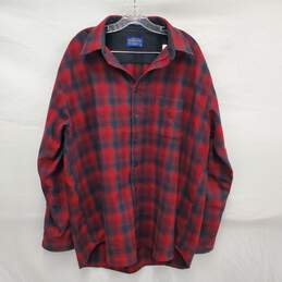 VTG Pendleton MN's Virgin Wool Red Plaid Long Sleeve Shirt Size XL