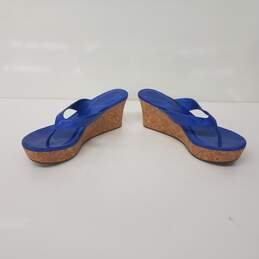 UGG Natassia Platform Leather Wedge Sandals Cobalt Blue Size 9