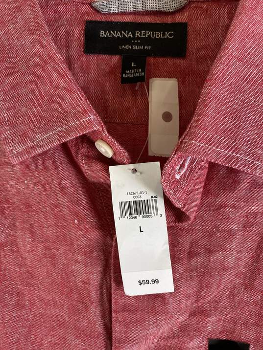Banana Republic Men Pink Slim Fit Button Up Shirt L NWT image number 4