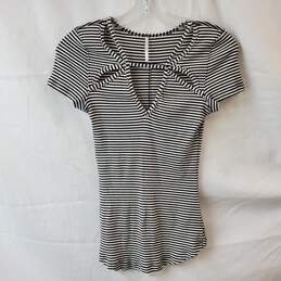 Free People Frenchie Striped Black & White Cutout Shirt Size S
