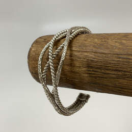 Designer Brighton Silver-Tone Engraved Rope Classic Cuff Bracelet