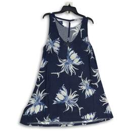 NWT Womens Navy Blue White Floral Sleeveless Scoop Neck A-Line Dress Size Large alternative image