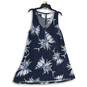 NWT Womens Navy Blue White Floral Sleeveless Scoop Neck A-Line Dress Size Large image number 2