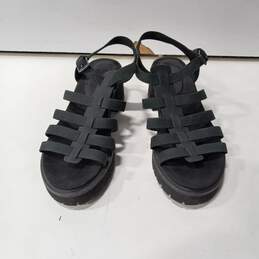 Timberland Women's Black Leather Strappy Open Toe Sandals Size 10