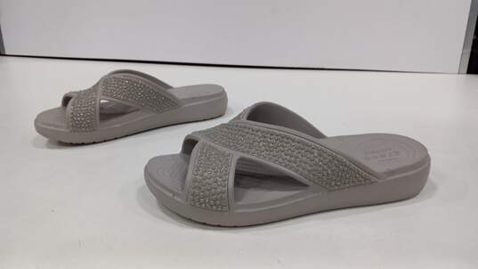 Crocs Women's Sloane Gray Embellished Sandals Size 9 image number 4