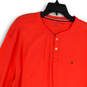 Mens Red Regular Fit Long Sleeve Henley Neck Pullover T-Shirt Size X-Large image number 3