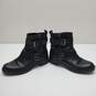 BP. Women's Black Leather Ankle Moto Dual Buckle Zip Boots Size 7M image number 3