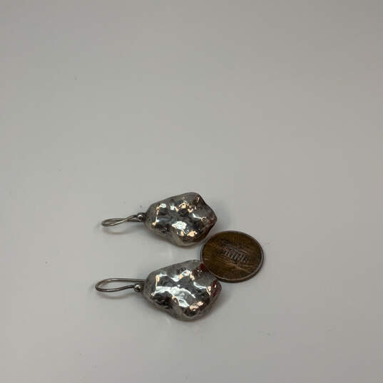 Designer Silpada 925 Sterling Silver Hammered Fish Hook Drop Earrings image number 3