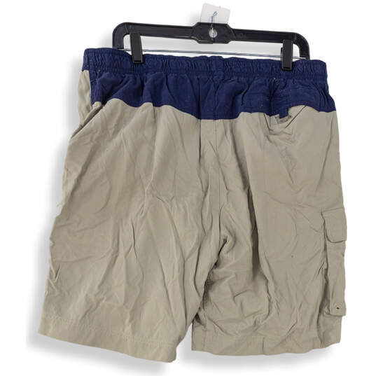 Mens Ivory Flat Front Elastic Waist Cargo Pocket Swim Trunks Size XL image number 2