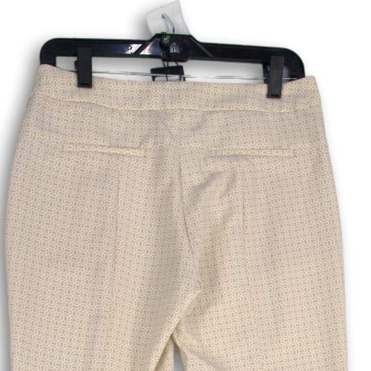 NWT Adrianna Papell Womens Beige White Geometric Print Dress Pants Size 4 image number 4